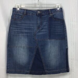 Tru Luxe Jeans ‘Retro Patched’ Stretch Denim Pencil Skirt in Blue Sz 4